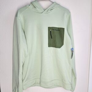 NWT! Columbia Men's Mint Hike Hooded Fleece with Forest Green Pocket, Size Small